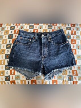 Levi's Dark Blue High-Rise Denim Cutoff Shorts